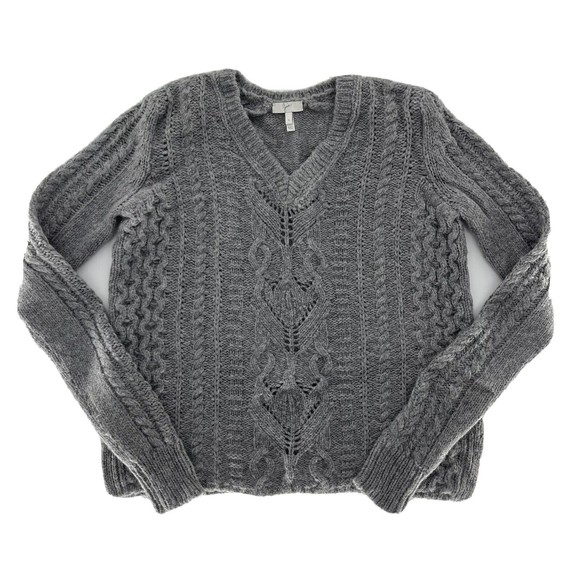 Joie V Neck Long Sleeve Chunky Sweater Solid Gray Alpaca Wool Blend Womens S - Picture 1 of 6